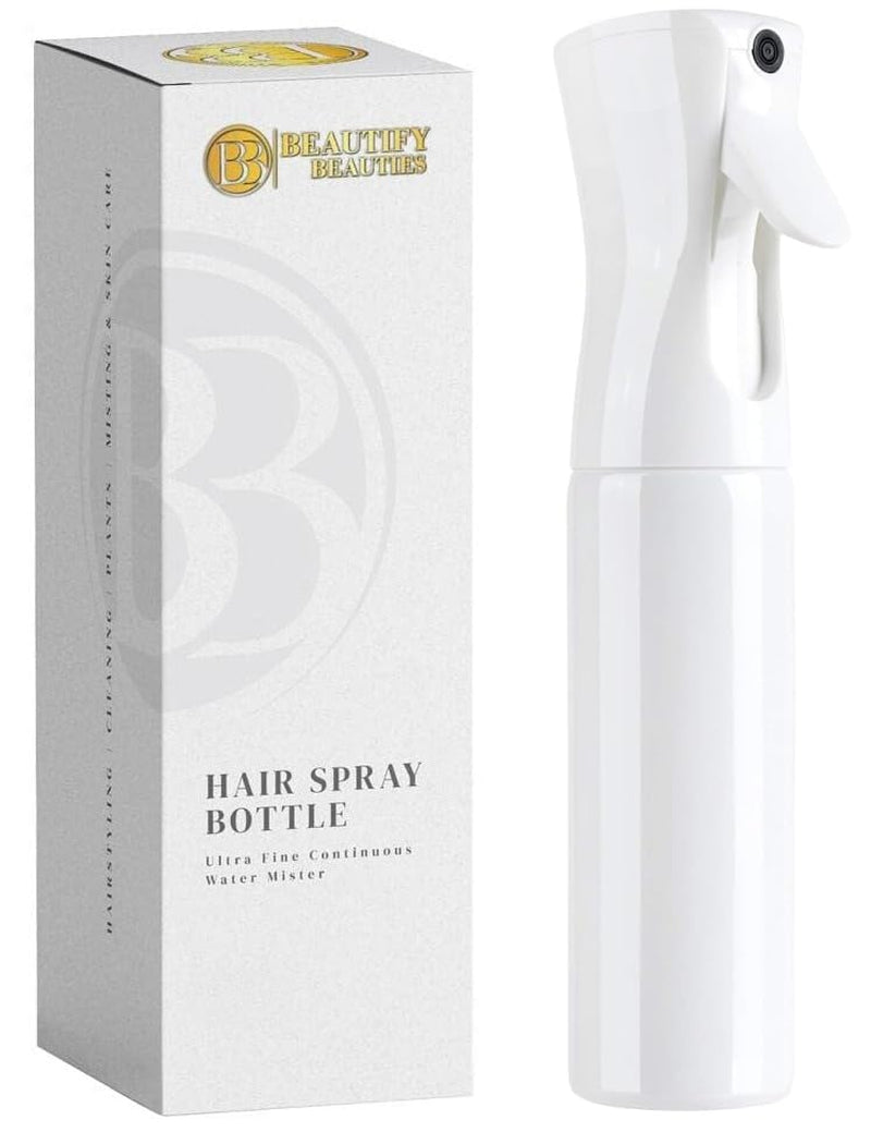 Hair Spray Bottle – Ultra Fine Continuous Water Mister for Hairstyling, Cleaning, Plants, Misting & Skin Care (White-5 Ounce)