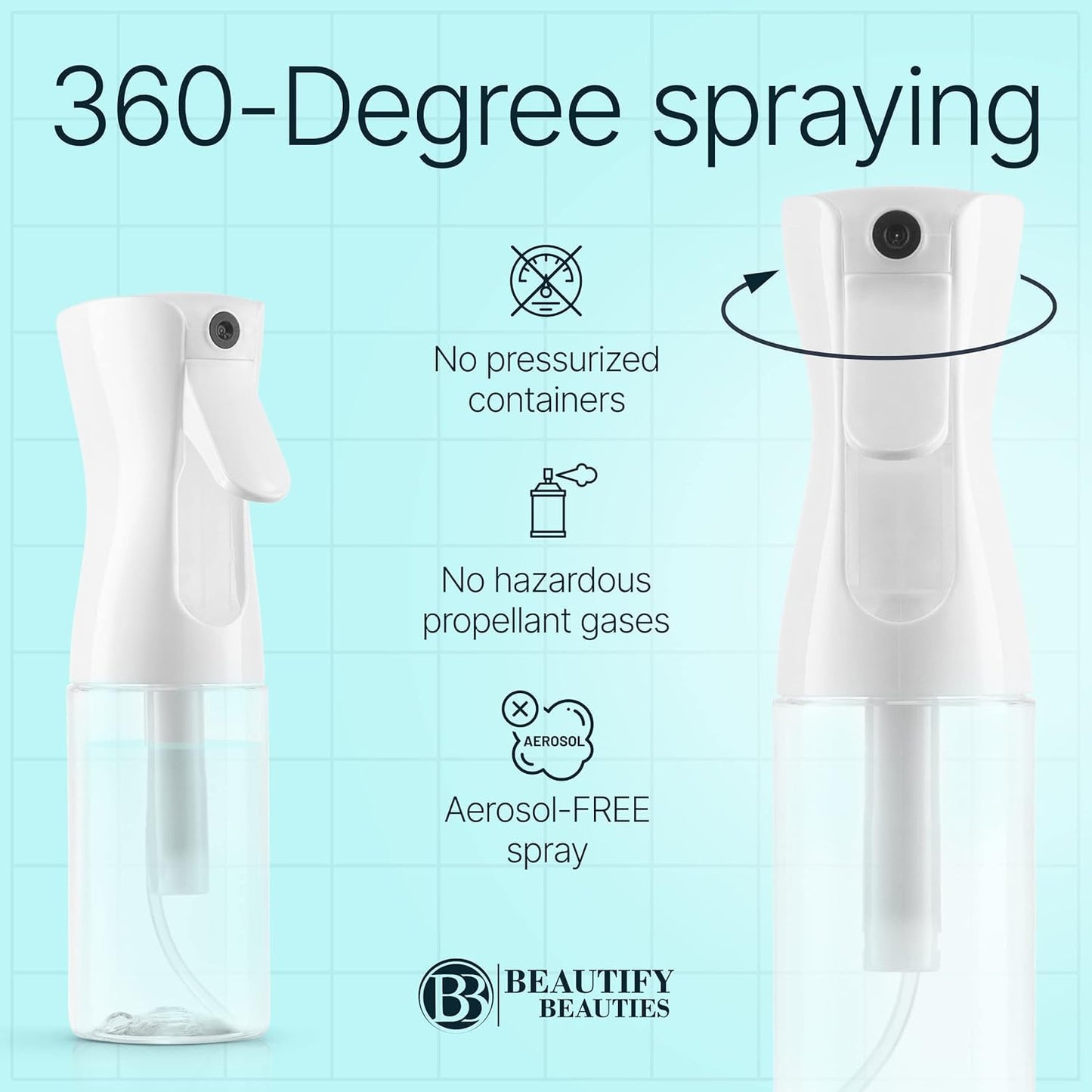 Hair Spray Bottle – Ultra Fine Continuous Water Mister for Hairstyling, Cleaning, Plants, Misting & Skin Care (White-5 Ounce)