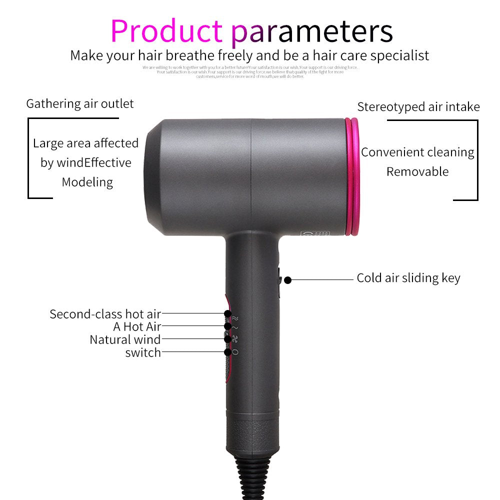 1800W Professional Hair Dryer with Diffuser Ionic Conditioning - Powerful, Fast Hairdryer Blow Dryer,Ac Motor Heat Hot and Cold Wind Constant Temperature Hair Care without Damaging Hair