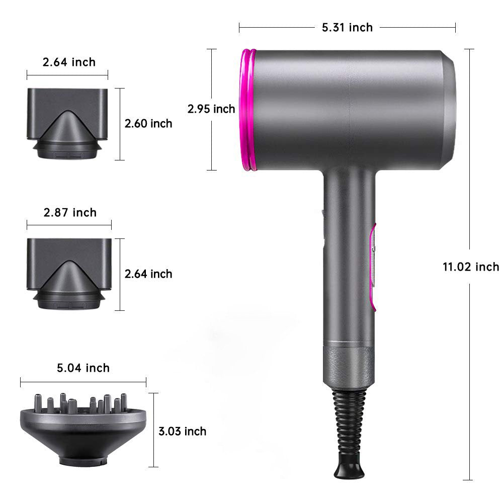 1800W Professional Hair Dryer with Diffuser Ionic Conditioning - Powerful, Fast Hairdryer Blow Dryer,Ac Motor Heat Hot and Cold Wind Constant Temperature Hair Care without Damaging Hair