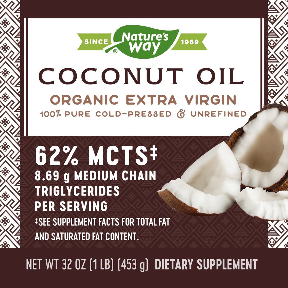 Organic Extra Virgin Coconut Oil, Pure & Unrefined, Cold-Pressed, 32 Oz