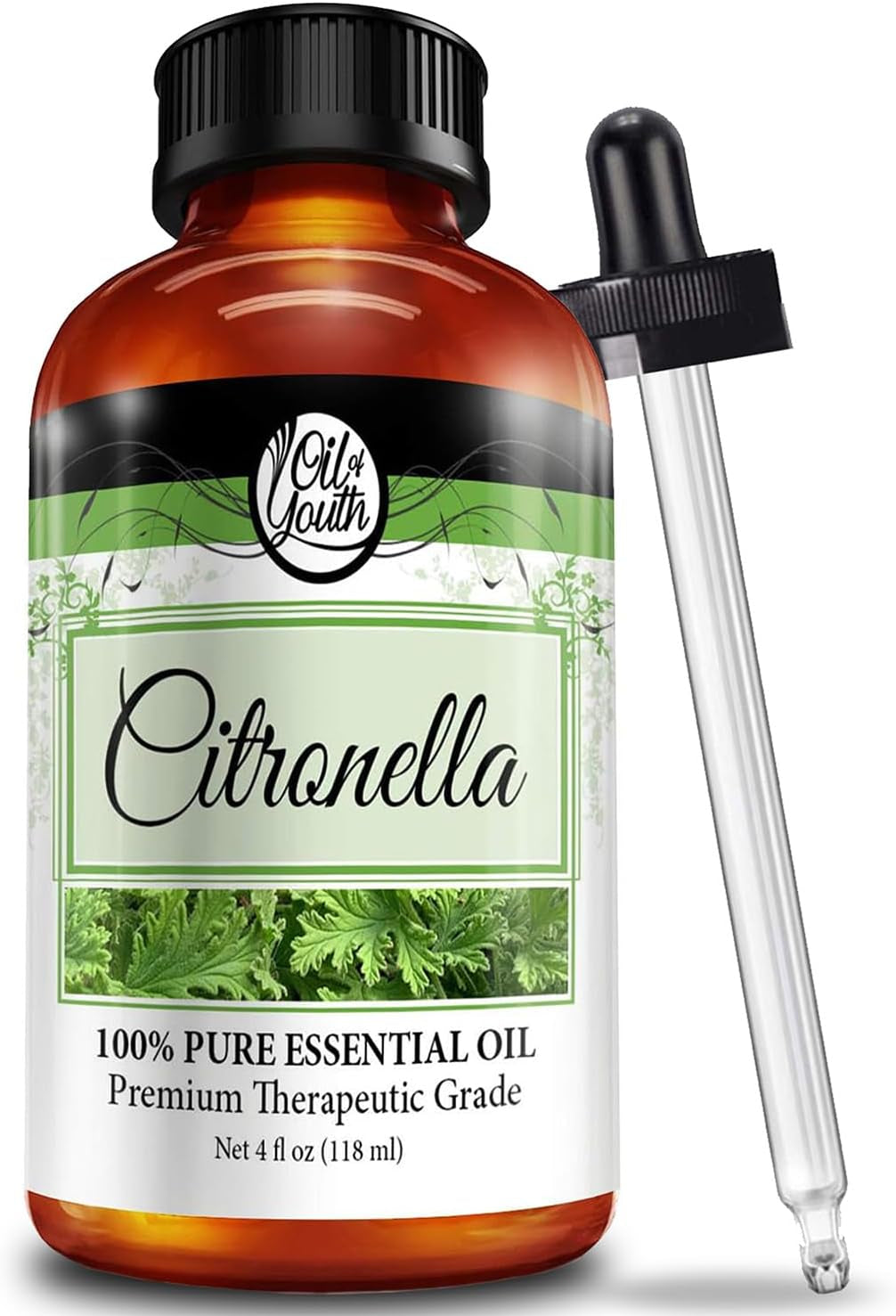 Citronella Essential Oil - Therapeutic Grade for Aromatherapy, Diffuser, Candle, Mosquitoes, Bugs Away - Dropper - 4 Fl Oz