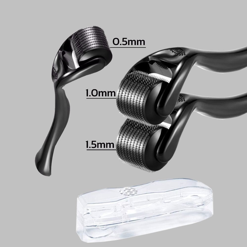 3 Packs Titanium Micro Needles Roller for Home Use, Derma Roller 540 Microneedle Roller for Face Body Beard Hair Growth