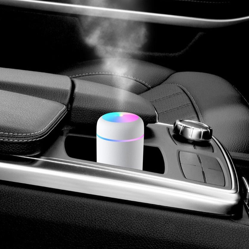 300Ml Small Cool Mist Humidifier,Colorful USB Personal Humidifier for Car White
