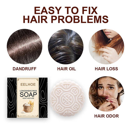 EELHOE Hair Soaps Shampoos Soft Clean Rice Water Soap Hair Care Oil Control Improve Hair Loss Deep Cleansing Scalp Unisex