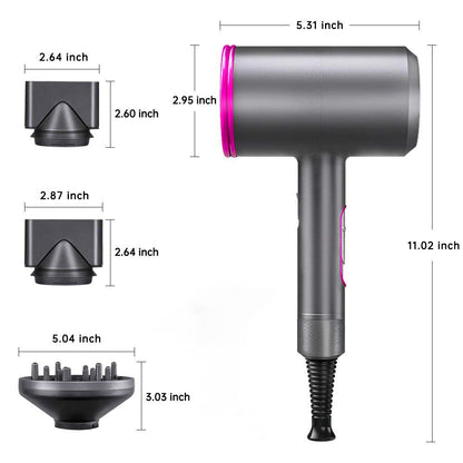 1800W Professional Hair Dryer with Diffuser Ionic Conditioning - Powerful, Fast Hairdryer Blow Dryer,Ac Motor Heat Hot and Cold Wind Constant Temperature Hair Care without Damaging Hair