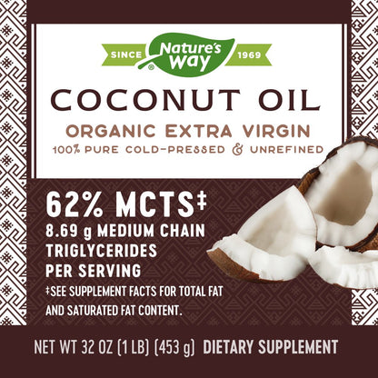 Organic Extra Virgin Coconut Oil, Pure & Unrefined, Cold-Pressed, 32 Oz