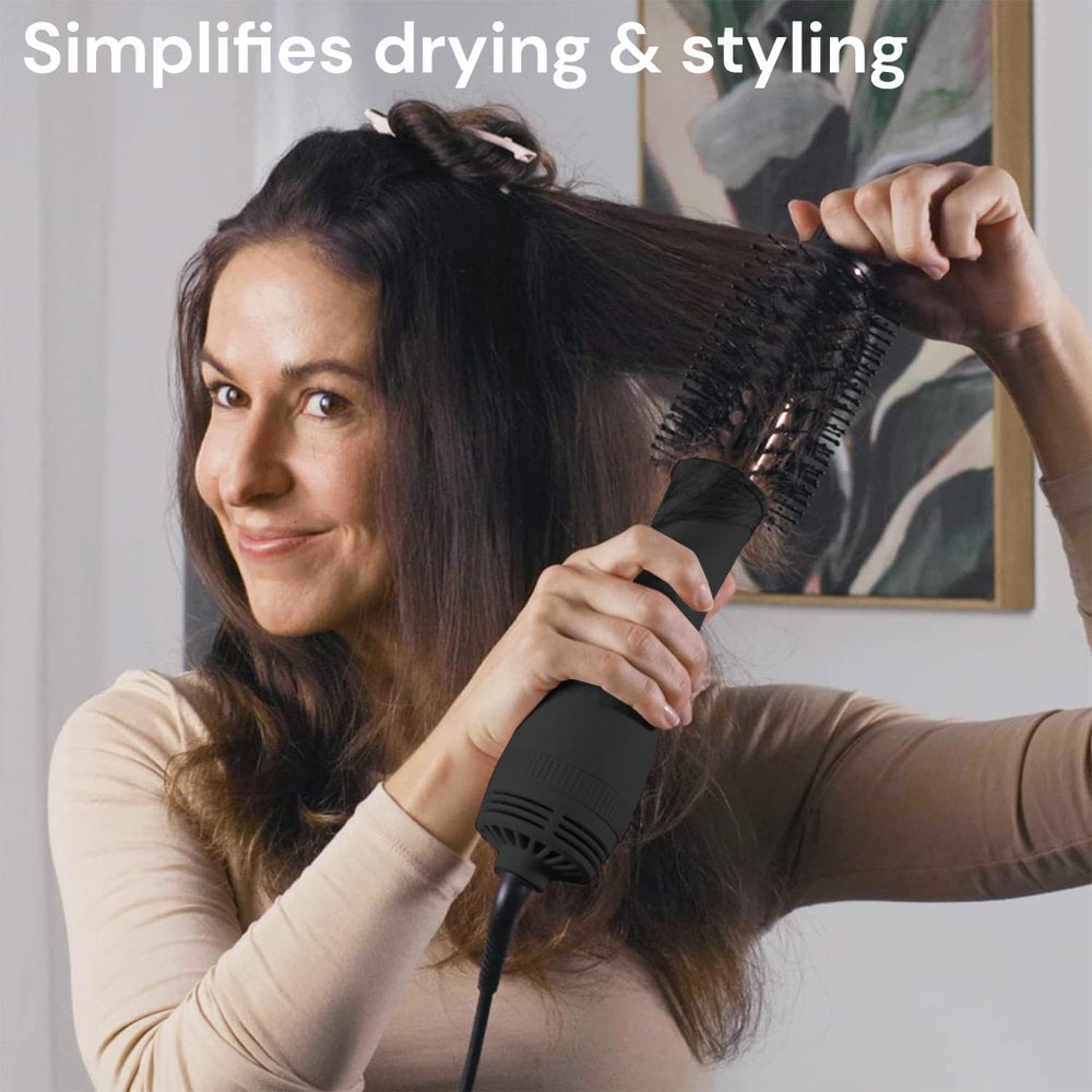 Le Volume 2-In-1 Titanium Brush Dryer Black | Hot Air Blow Dryer Brush in One with Oval Barrel | Hair Styler for Smooth, Frizz-Free Results for All Hair Types